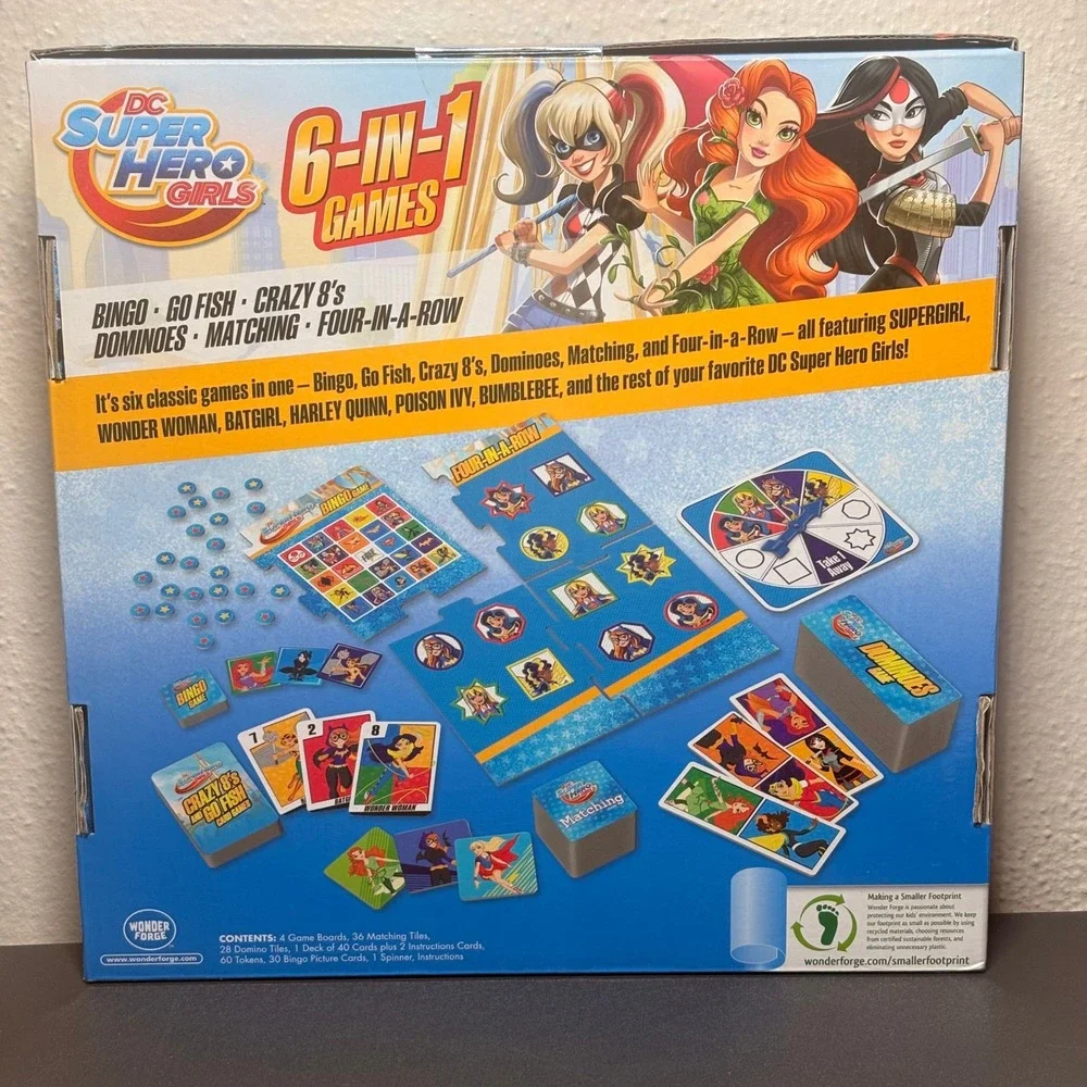 DC Super Hero Girls 6-in-1 Game Set Wonder Forge Bingo Dominoes Cards Matching